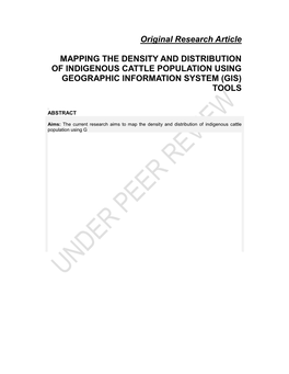 Original Research Article MAPPING the DENSITY and DISTRIBUTION