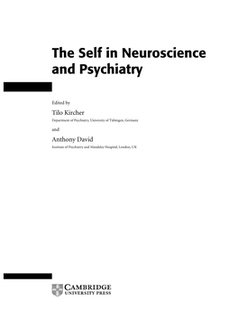 The Self in Neuroscience and Psychiatry