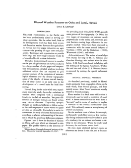 Diurnal Weather Patterns on Oahu and Lanai, Hawaii LUNA B