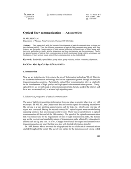 Optical Fiber Communication