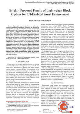 Bright - Proposed Family of Lightweight Block Ciphers for Iot-Enabled Smart Environment