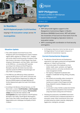 WFP Philippines Armed Conflict in Mindanao Situation Report #1