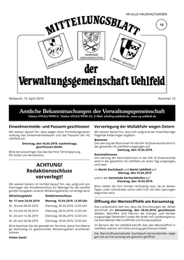 Mitteilungsblatt KW 15 2019