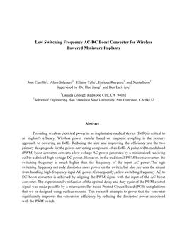 Low Switching Frequency AC-DC Boost Converter for Wireless Powered Miniature Implants