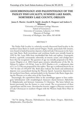 Geochronology and Paleontology of the Paisley Fish Locality, Summer Lake Basin, Northern Lake County, Oregon