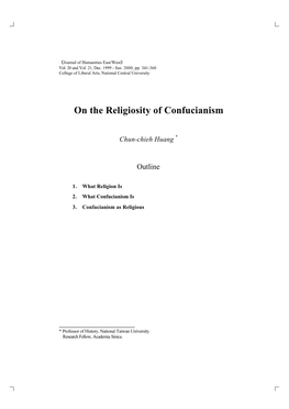 On the Religiosity of Confucianism