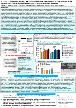 P.3.F.022 Evenamide (Formerly NW-3509) Targets New Mechanisms, and Represents a New Approach to the Management of Untreated Symptoms in Schizophrenia Faravelli1, R