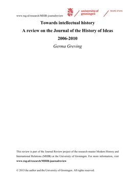 Journal of the History of Ideas 2006-2010 Germa Greving