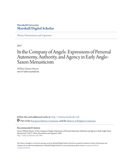 Expressions of Personal Autonomy, Authority, and Agency in Early Anglo- Saxon Monasticism William Tanner Smoot Smoot17@Live.Marshall.Edu