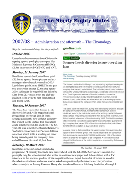 2007/08 – Administration and Aftermath – the Chronology