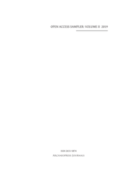 Open Access Sampler: Volume Ii 2019 ______