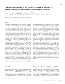 Differential Responses of the Growth Hormone Axis in Two Rat Models of Streptozotocin-Induced Insulinopenic Diabetes