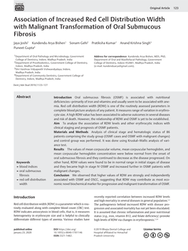 Association of Increased Red Cell Distribution Width with Malignant Transformation of Oral Submucous Fibrosis