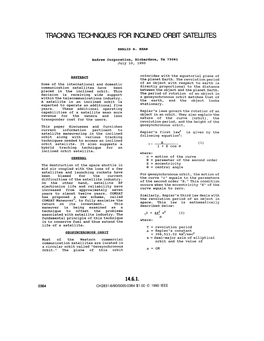 Tracking Techniques for Inclined Orbit Satellites