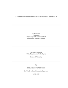 A Theoretical Model of Piano Sightplaying Components A