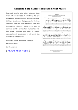 Senorita Solo Guitar Tablature Sheet Music