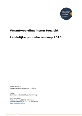 Verantwoording Intern Toezicht Landelijke Publieke Omroep 2015