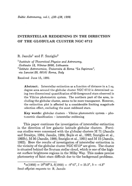 Interstellar Reddening in the Direction of the Globular Cluster Ngc 6712
