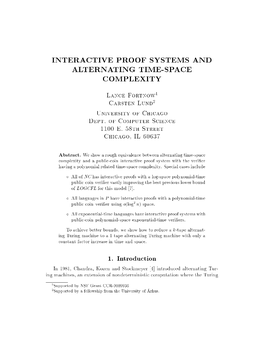 Interactive Proof Systems and Alternating Time-Space