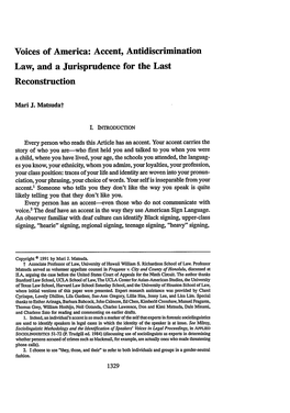 Accent, Antidiscrimination Law, and a Jurisprudence for the Last Reconstruction