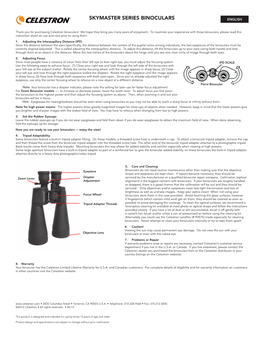 Skymaster Series Binoculars English