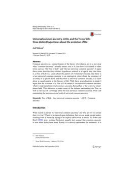Universal Common Ancestry, LUCA, and the Tree of Life: Three Distinct Hypotheses About the Evolution of Life