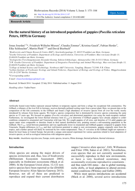 On the Natural History of an Introduced Population of Guppies (Poecilia Reticulata Peters, 1859) in Germany