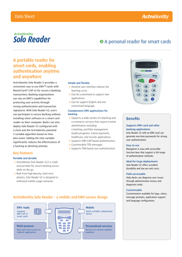 Solo Reader Datasheet A4.Indd