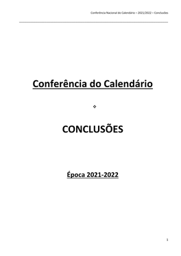 Conferência Do Calendário CONCLUSÕES