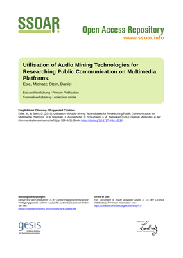 Utilisation of Audio Mining Technologies for Researching Public Communication on Multimedia Platforms