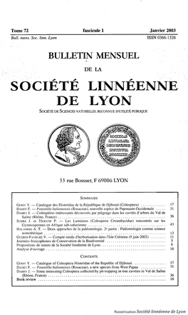 Société Linnéenn E De Lyon Société De Sciences Naturelles, Reconnue D'utilité Publique