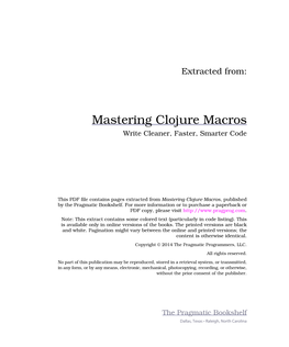 Mastering Clojure Macros Write Cleaner, Faster, Smarter Code