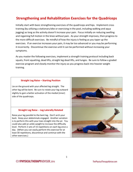 Strengthening and Rehabilitation Exercises for the Quadriceps