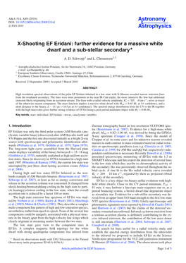 X-Shooting EF Eridani: Further Evidence for a Massive White Dwarf and a Sub-Stellar Secondary