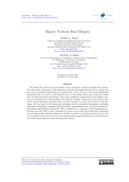 Binary Neutron Star Mergers