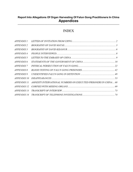 Appendices INDEX