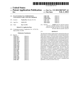 (12) Patent Application Publication (10) Pub. No.: US 2012/0027697 A1 Deo (43) Pub