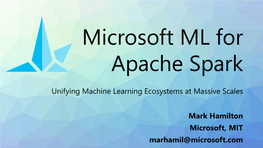 Microsoft ML for Apache Spark