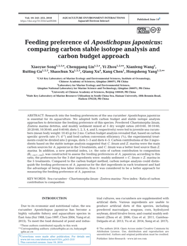 Feeding Preference of Apostichopus Japonicus: Comparing Carbon Stable Isotope Analysis and Carbon Budget Approach