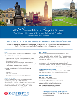 United Kingdom Immersion, 2019 Flier