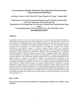 A Novel and Eco-Friendly Method for Recycling Waste Formwork Into Cement-Bonded Particleboard