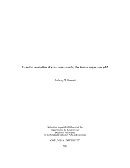 Negative Regulation of Gene Expression by the Tumor Suppressor P53