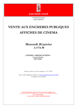 Vente Aux Encheres Publiques Affiches De Cinema