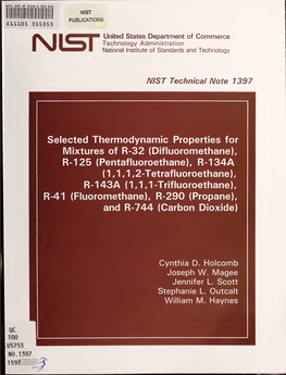 Selected Thermodynamic Properties for Mixtures of R-32