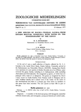 Zoologische Mededelingen Uitgegeven Door Het