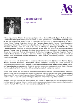 Jacopo Spirei Stage Director