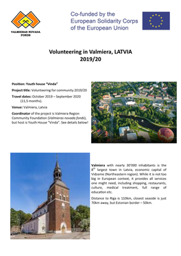 Volunteering in Valmiera, LATVIA 2019/20