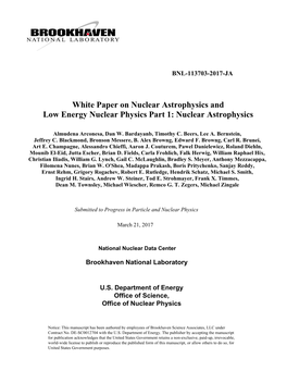 Nuclear Astrophysics and Low Energy Nuclear Physics Part 1: Nuclear Astrophysics