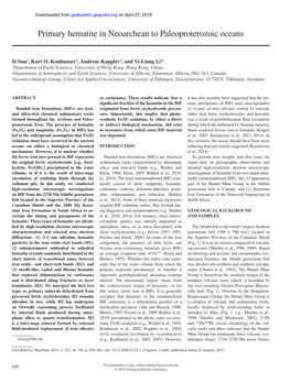 Primary Hematite in Neoarchean to Paleoproterozoic Oceans