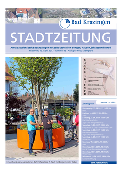 Amtsblatt Der Stadt Bad Krozingen Mit Den Stadtteilen Biengen, Hausen, Schlatt Und Tunsel Mittwoch, 12